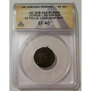 Roman Empire Licinius I AD 308-324 AE Follis Lugdunum Mint XF40 ANACS